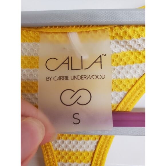 Women's Calia Yellow Textured Striped Athletic Tank Top | Size Small - Picture 7 of 8